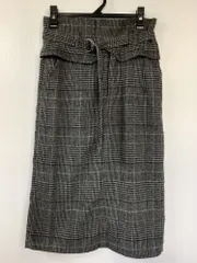ナイスクラップ　ナイスクラップ グレーと黒チェック ハイウエストスカート ウールタッチ ウエストゴム