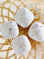 鳥獣戯画＊四角小鉢(露草) ４個