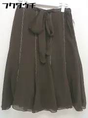 ◇ ◎ NATURAL BEAUTY サイドジップ ストライプ 切替 膝丈 フレア スカート サイズL ブラウン レディース  【中古】 【1112020004230】