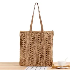 ショルダーバッグ　ショルダー　トートバッグ　かごバッグ　あみバッグ　ストロー素材　夏　サマーバッグ　肩掛け　麦わら　レジャーバッグ　ピクニック　リゾート　夏　大人　丈夫　可愛い　オシャレ　トラベル　使いやすい　軽い　２WAY　ファスナー付き