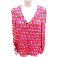 ダイアンフォンファステンバーグ DIANE von FURSTENBERG シャツ ブラウス 長袖 総柄 絹 シルク 0 M ピンク /RT ■GY19のサムネイル