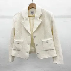 Marithe Francois Girbaud(マリテフランソワジルボー) フランソワ 白 ツイード シングル ブレザー ジャケット