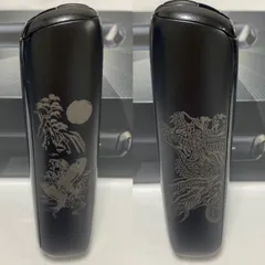 鯉 滝登り 昇り龍 桜 デザイン プルーム オーラ Ploom aura ジェットブラック 黒 和柄 和彫り 3面加工 ドラゴン カープ 新型 新品 未使用 送料無料 オリジナル カスタム