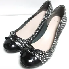 未使用 COLE HAAN コールハーン nike air ウェッジソール リボンパンプス 5B 22.0cm相当 ブラック レディース 古着 中古 USED