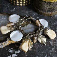 USA VINTAGE CONO STONE LEAF DESIGN CHAIN BRACELET/アメリカ古着ストーンリーフデザインチェーンブレスレット