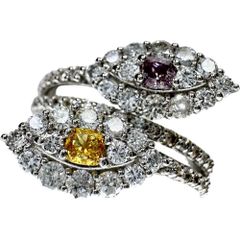 12号 パープルダイヤモンド(FDPP-SI2) 0.105ct ピンクダイヤモンド(FDPP-SI2) 0.135ct その他ダイヤモンド 1.11ct リング・指輪 Pt950プラチナ 6.1g レディース 【中古】【真子質店】【NN】