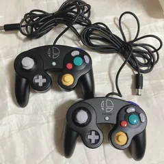【動作確認済】ゲームキューブ コントローラー スマブラ　ブラック　2個セット　スマッシュブラザーズ　Game Cube Controller Smash bro. Edition Tested & Working