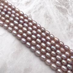 淡水パール 真珠 ライス 7mm 8mm 雫 ドロップ ナチュラル 小粒 中粒 パープル系 連19cm ハンドメイド 素材 パーツ ビーズ tp0007