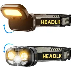 【2024業界新登場 COB作業灯 5色ライト】ヘッドライト USB充電式 LED ヘッドライト 釣り ヘッドランプ 明るさ 青＆赤SOS切替ライト センサー搭載 LEDランタン COB作業ライト 8モード 5倍高輝度アウトドアヘッドランプ 280°広角照 1