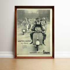 ベスパ スクーター 1960年代 フランス ヴィンテージ 雑誌 広告 額付 ポスター