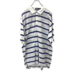 Polo by Ralph Lauren 半袖 ボーダーポロシャツ XL サイズ ポロバイラルフローレン ホワイト&パープル系 古着卸 アメリカ仕入 t2407-4648
