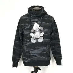 Spinash/スピナッシュ × ディズニー★プルオーバーパーカー/ミッキーマウス/裏起毛【メンズM/黒/迷彩/カモフラ柄】◆BG806