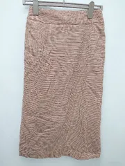 ◇ Mila Owen ミラ オーウェン 総柄 ウール レーヨン混 膝下丈 ナロー スカート サイズ1 オレンジ ブラウン系 レディース P  【1308240002624】