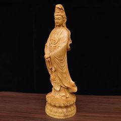 送料無料　手彫り黄楊拓殖細密彫刻聖観音之像仏像　高さ30ｃｍ 0707165419_686b7d2b0b7c4-