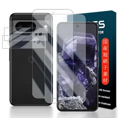Qrivp 対応 Google Pixel 8 ガラスフィルム 指紋認証対応 【2+2枚セット】国産AGC旭硝子素材製ピクセル8 ガラスフィルム 2枚 + pixel8 カメラフィルム 2枚 指紋認証鋭敏 強化ガラス 液晶 保護フィルム 3D Touch対応