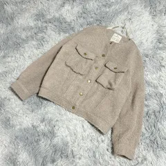 【美品】studio CLIP  スタジオクリップ  ノーカラー  ボアジャケット  (F)  フェミニン  カワイイ  レディース  ベージュ系   明るい薄茶色【送料無料】