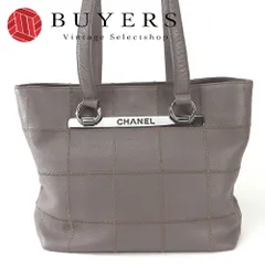 【中古】シャネルトートバッグチョコバー9番台ソフトキャビアスキングレー系シルバー金具シンプルシック女性レディースCHANELtotebagcaviarskinleathercocogray