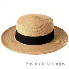 【新品】ストローハット1pc クラシックフラットトップサンハット★クラシックソリッドカラーストロージャズハット★エレガントなフレンチスタイルのサマービーチハット★女性用男性用wer65