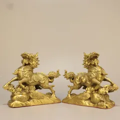 麒麟 置物 オブジェ 金色 ゴールド 黄金 優雅 伝統的 運 金運 健康運 出世運 家庭運 家内安全 インテリア 玄関 リビング 贈り物 プレ魔除け オフィス 飾品 幸運