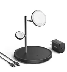 新品 Anker MagGo Wireless Charging Station (3-in-1 Stand) Qi2対応 マグネット式 3-in-1 ワイヤレス充電ステーション/ワイヤレス出力/Apple Watchホルダー付 MagSafe対応 iPhon
