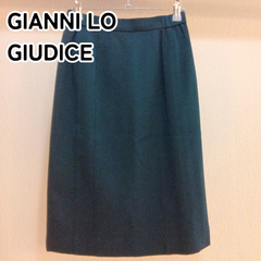 GIANNI LO GIUDICE ジャンニロジュディチェ 63-90 グリーン 緑 ウール100％ひざ丈タックスカート バックジップスカート