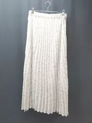 ◇ earth music ecology ウエストゴム 花柄 ガーリー ロング丈 プリーツ スカート サイズFREE ベージュ レディース E  【1308160045978】