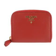 PRADA プラダ コインケース 1M0268 レザー レッド ゴールド金具 サフィアーノ ラウンドファスナー 【本物保証】