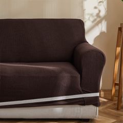 【特売】Topfinel ソファーカバー 2人掛け 肘付き 北欧風 無地 フィットタイプ ストレッチ 滑り止め 伸縮素材 伸び良く 柔らかい 犬 猫 傷 防止 超便利 四季適用 (チョコレート)