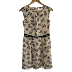 ALMA EN ROSE(アルマアンローズ) ワンピース サイズ38 M レディース美品  - ベージュ×黒×グレーベージュ ノースリーブ/ひざ丈/バラ