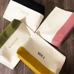 リニューアル✳︎プチギフト★名入れ刺繍　大きめバッグポーチ