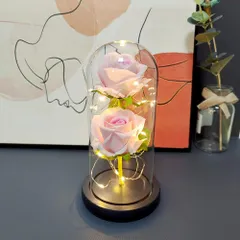 【人気商品】誕生日 お祝い 結婚記念日 母の日 バレンタインデー クリスマス プレゼントバラ 新年 花束 薔薇 退職 薔薇 お祝いに適用 LEDライト付き電池式 フラワーライト 彼女への贈り物 造花 (二つの花 造花 枯れない花 ピンク) バラ