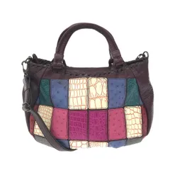 良好 IBIZA イビサ マルチレザーパッチワーク 2WAYハンドバッグ   ボルドー  レディース 　240001153482