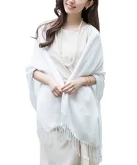 [グリーンパキラ] ストール レディース 大判 薄手 春 夏 ラメ入り きらきら UVカット ショール 結婚式 パーティー 羽織 プレゼント ギフト シフォン スカーフ 上品 母の日 40代 50代 60代 70代 冷房対策 秋 冬 ボレロ ポン [ホワイト]