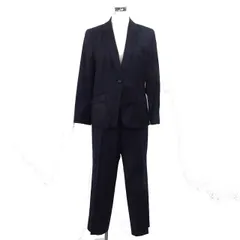23区 オンワード樫山 パンツスーツ セットアップ テーラード ジャケット ストライプ ウール スラックス ストレート 大きいサイズ 48 50 紺 ネイビー /NT14