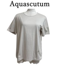 Aquascutum　アクアスキュータム 　レディース　Tシャツ　半袖　無地　9号　アイボリーベージュ