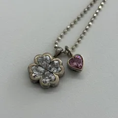 Folli Follie フォリフォリ ネックレス ヴィンテージ SILVER 925 シルバー ジルコニア クローバ ハート ジルコニアリングセット