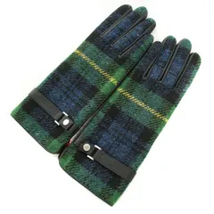 マッキントッシュフィロソフィー MACKINTOSH PHILOSOPHY 手袋 グローブ ウール レザー 切替 チェック柄 緑 グリーン 紺 ネイビー /BB ■BMのサムネイル