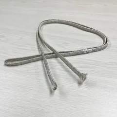 ◆商品名：【未使用品】帯締め　組紐　くみひも　平組　日本製　シルバー　金属糸　振袖　結婚式　卒業式　小紋　紬　着物　晴れ着　浴衣