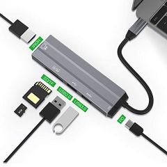 【在庫処分】RUBU USB type-C ハブ USB-Cドッキングステーション USB-C ハブ 6 in 1 USB type-C カードリーダー PD 60W 快速充電 対応 4K 1Gbps高速データ転送 1080P HDMI入力 USB3.0 SD