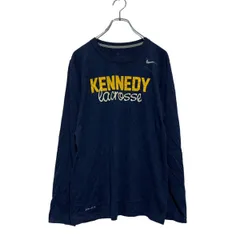 NIKE 長袖 プリントTシャツ S ネイビー イエロー ナイキ ドライフィット KENNEDY ロンT ロングTシャツ 古着卸 アメリカ仕入 a604-6024