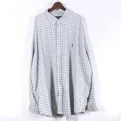 ラルフローレン 長袖シャツ チェック柄 大きいサイズ アメリカ古着 トップス メンズ 3XBサイズ グレー RALPH LAUREN 【中古】