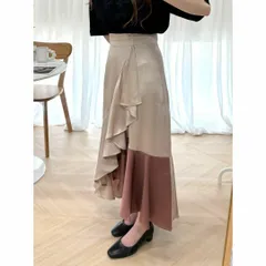 新品 未使用 アシンメトリー サテンマーメイドスカート ピンク M 上品 エレガント フレア お洒落 可愛い