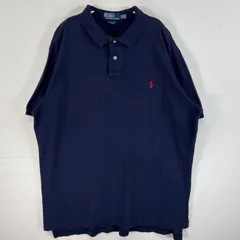 古着 90's/90年代 ポロバイラルフローレン Polo by Ralph Lauren 半袖 ポロシャツ ロゴ 刺繍 大きいサイズ 2ボタン XXL  ネイビー 無地 メンズ