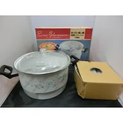 未使用品 長期保管品 26cm ホーロー製 蒸し鍋 ピュアーブロッサム 茶碗蒸し 茶碗 5客セット