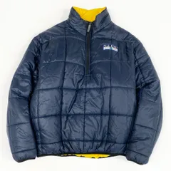 3a27 POLO RALPH LAUREN ポロラルフローレン 90’s リバーシブル ハーフジップ  中綿ジャケット L イエロー ネイビー アノラック Vintage ヴィンテージ 冬