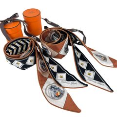 新品未使用 Hermès エルメス Twilly ツイリー　コリエ・エ・シアン マルチカラー　brown ブラウン 絹 100% レディース　スカーフ