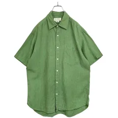 90-00s J.CREW S/S 100% Linen plain GRN design shirt