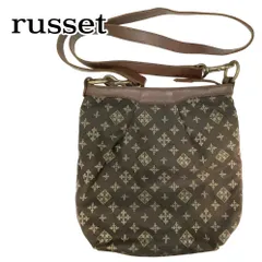 ラシット russet モノグラム柄 ナイロン レザー ショルダーバッグ 斜め掛け ポシェット 茶