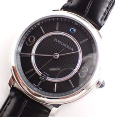 定価62万 美品 BOUCHERON(ブシュロン) エピュール WA021204 SS/革 AT 自動巻き 黒レザーベルト 裏スケ 箱・保証書付属 メンズ 腕時計