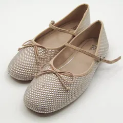 ザラ バレエシューズ ストラップ リボン スタッズ フラットシューズ パンプス 靴 キッズ 女の子用 33サイズ ベージュ系 ZARA 【中古】